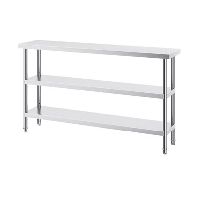 SUS201 Stainless Steel Prep Table 14 x 60 Inch 1 Piece Silver