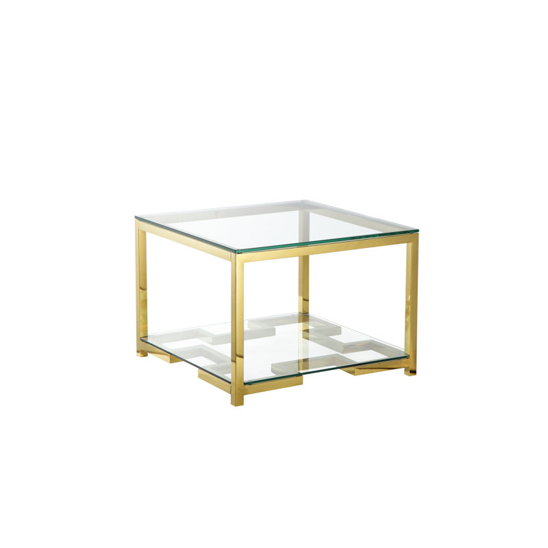 Juntunen Side Table In High Polish Gold - 20" H x 28" W x 28" D