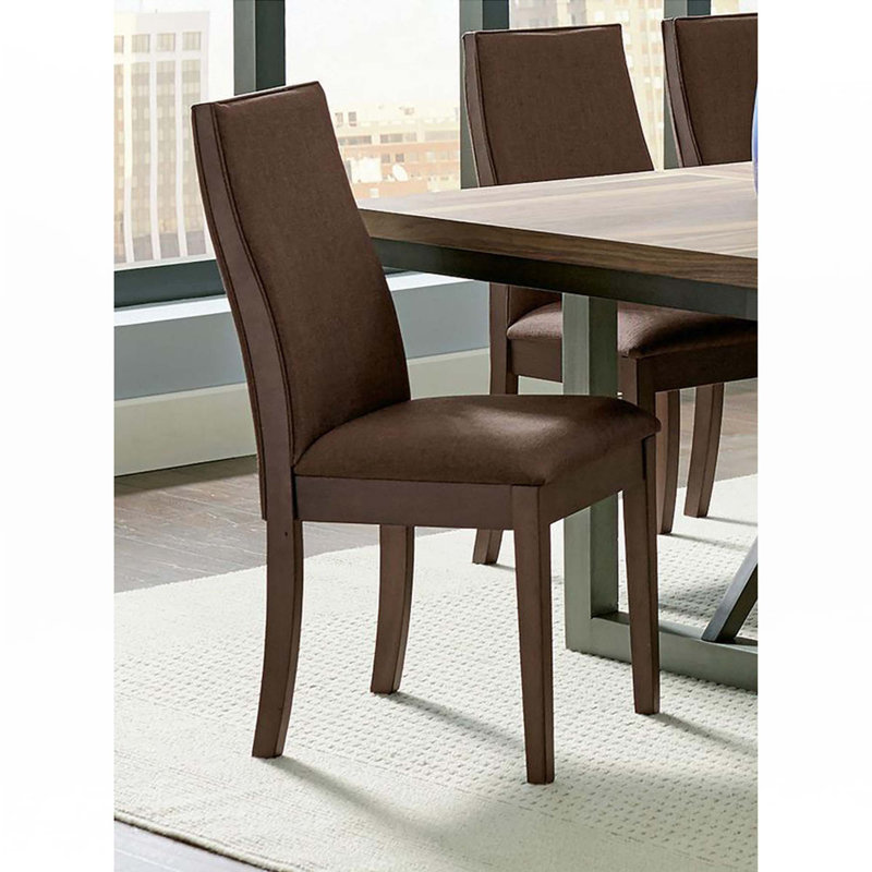 Ensemble de 2 chaises de salle à manger rembourrées en tissu, Chocolat