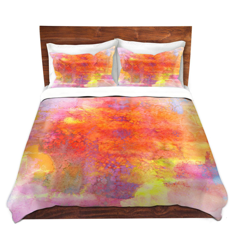 Ensemble de housse de couette pastel creations i, 1 housse + 2 taies très grand lit, Orange / Jaune