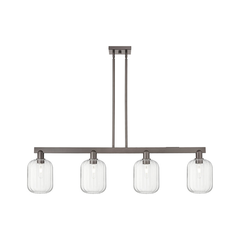 Luminaire suspendu pour îlot 4 lumières Hailsham, Clair, Bronze frotté à l'huile