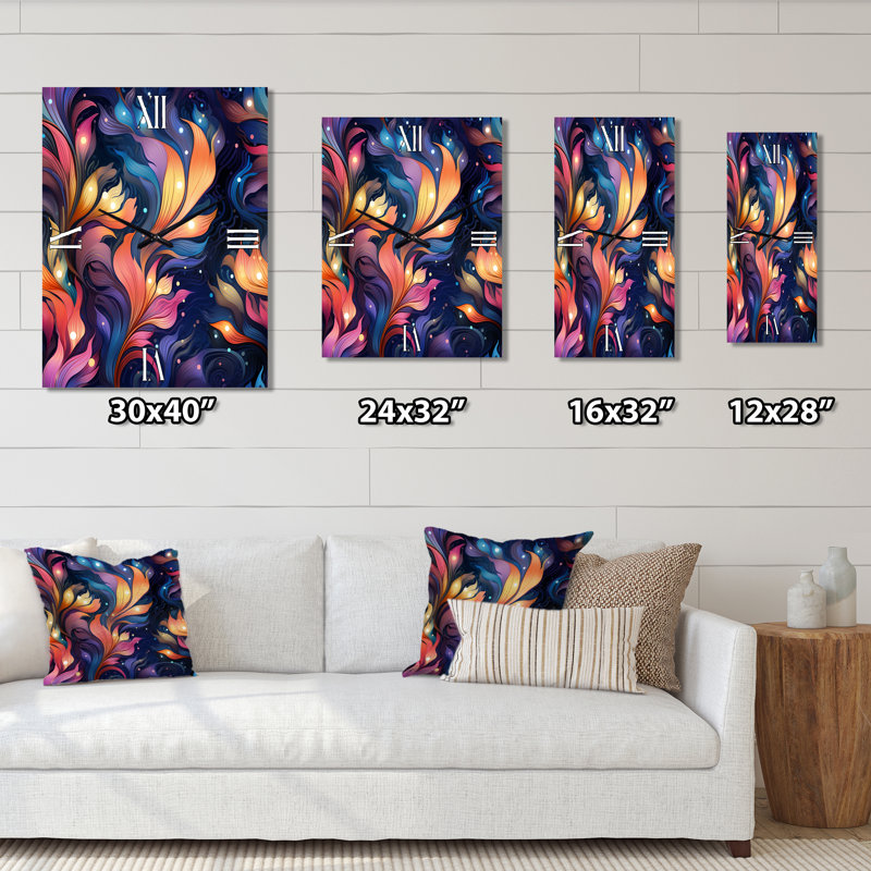 Enchanted Botanical Melody Dreams - Horloge murale moderne abstraite, Très petit