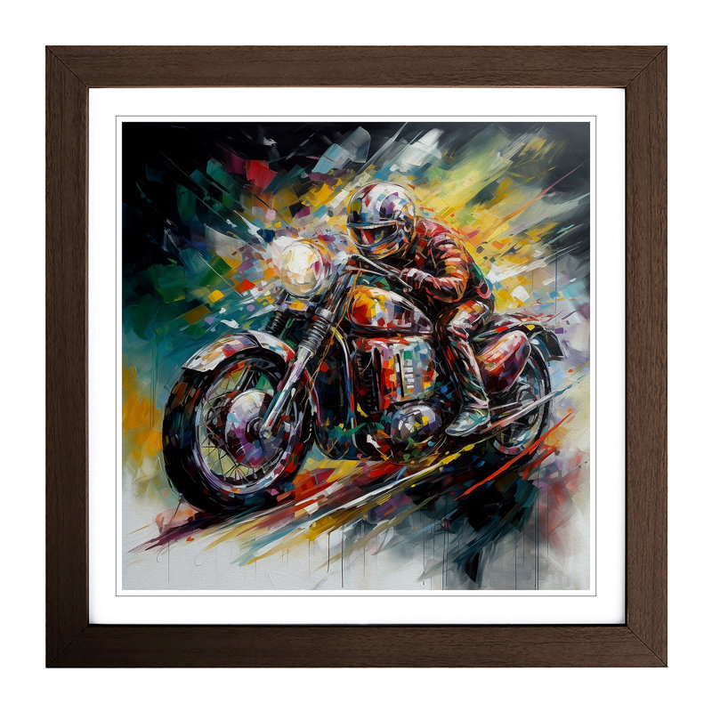 Motorcycle Abstract Art - Framed Print, Walnut