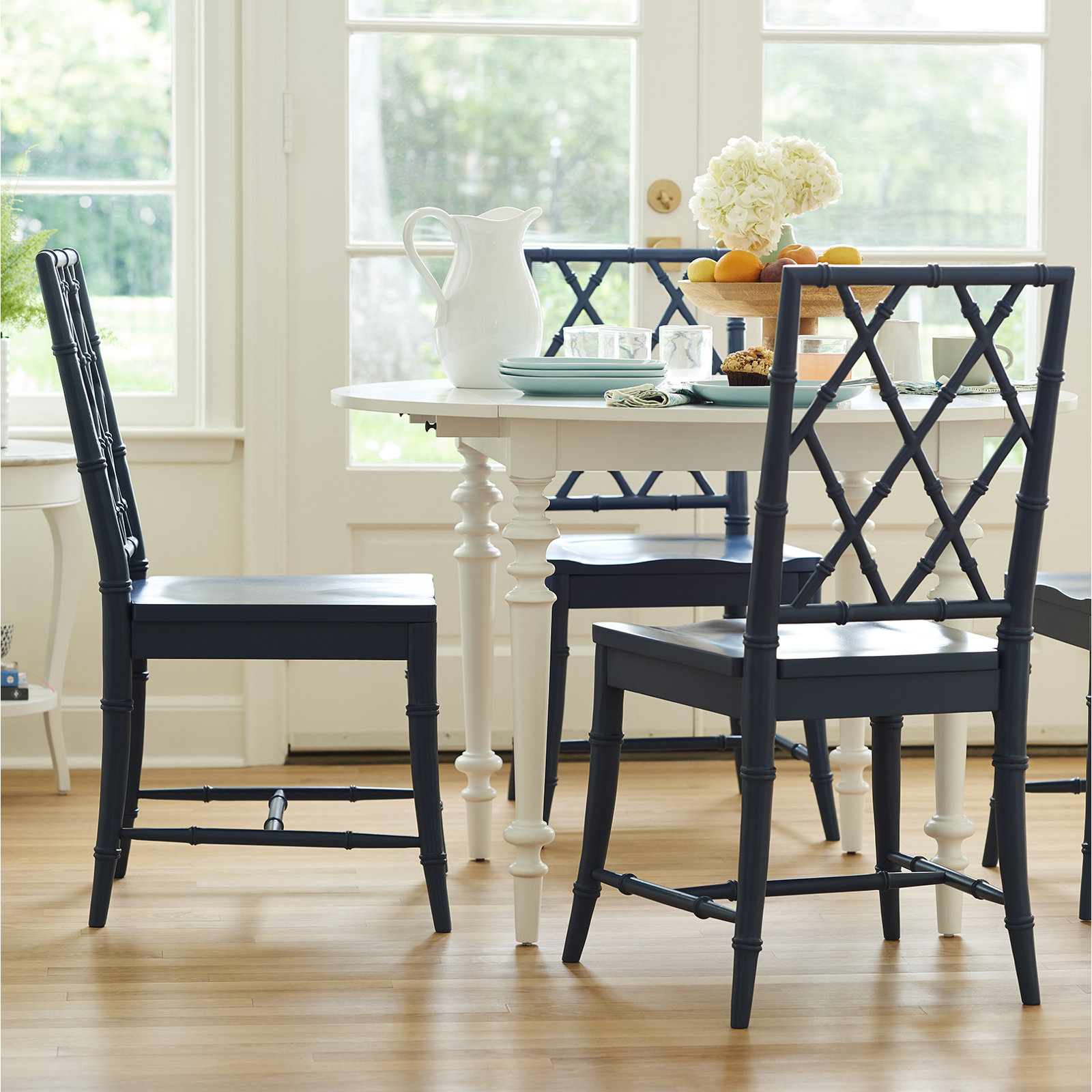 Janae Cross Back Side Chair, Navy Blue