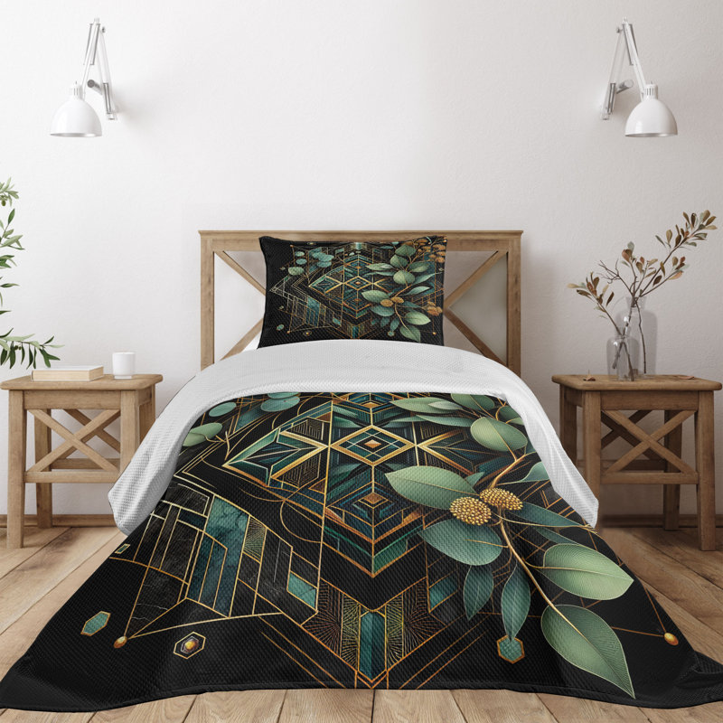 Polyester Floral Coverlet, Twin Coverlet + 1 Standard Shams