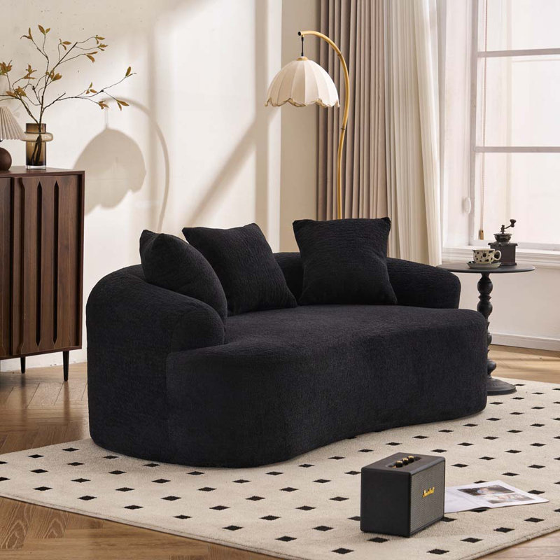 Causeuse courbée en tissu chenille, sans assemblage