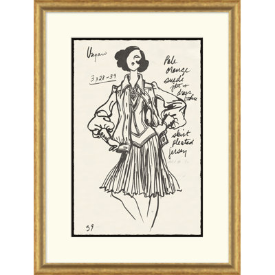Croquis de mode rétro - cadre unique, impression de dessin sur papier