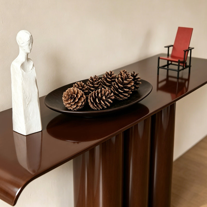 Console simple de style français moderne, H 33,5 po x l 70,9 po x P 13,8 po, Brun, Brun, Brun