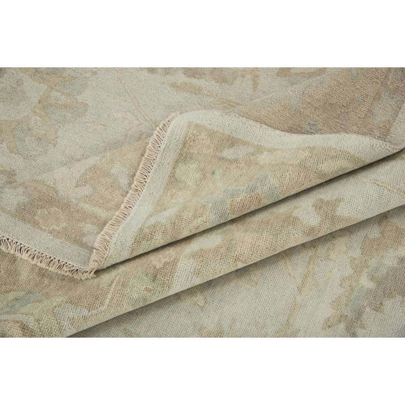 Tapis oriental bleu clair en laine noué à la main Westboro, Rectangle de 6 pi x 9 pi