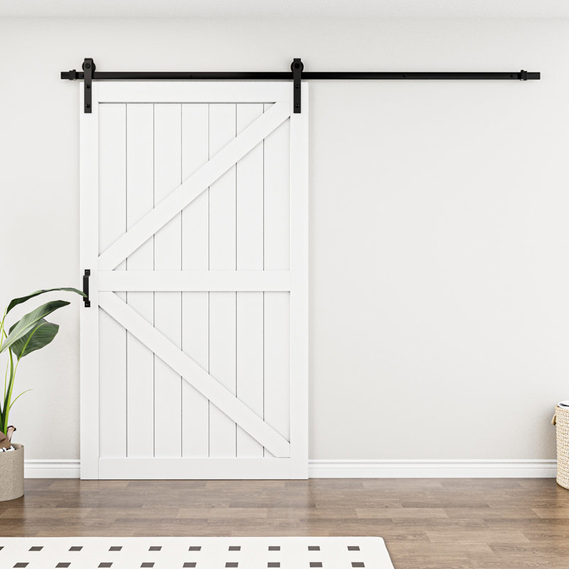 Porte de grange coulissante en forme de K 84 po x l 48 po avec quincaillerie d'installation, 48 po x 84 po