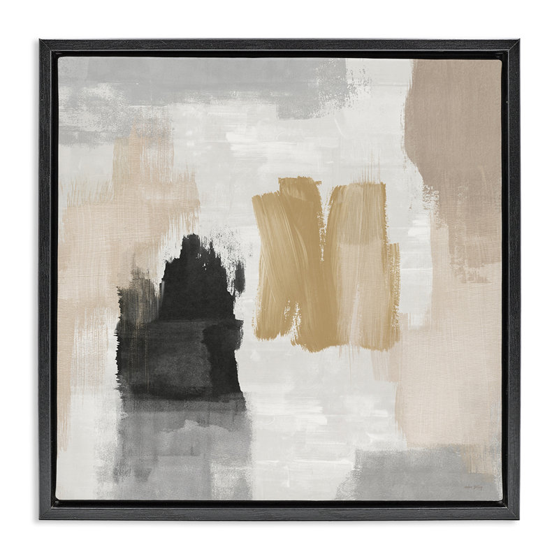 Cadre flottant abstrait brossé pastel doux, design par Amber Sterling, Cadre flottant noir de jais, H 18 po x l 18 po
