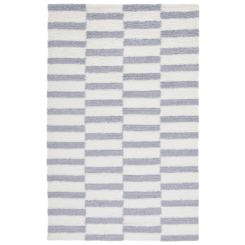 Ailsun Hand Tufted New Zealand Wool And Cotton With Latex Geometric Rug, Rectangle 4' x 6'