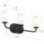 Éclairage pour meuble-lavabo noir mat à 3 lumières avec abat-jours en verre Mack-127379934-130776773
