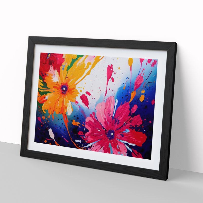 Splendid Flower Splash Abstract - Framed Print, Black, 46cm H x 64cm W x 2cm D