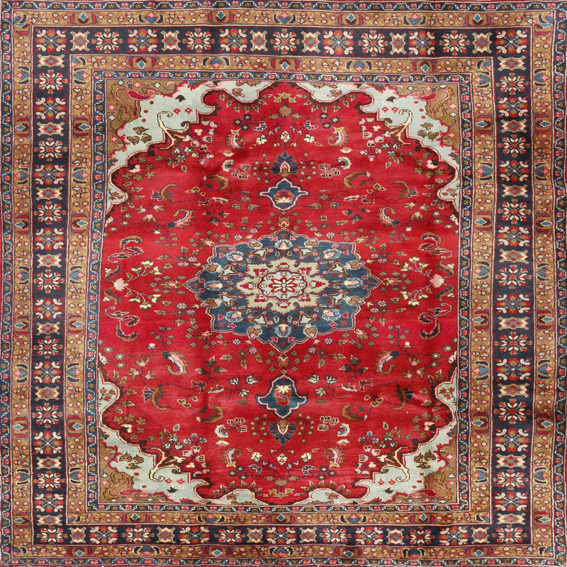 Rouge oriental/brun Tapis décoratif Abul, Carré 8 pi