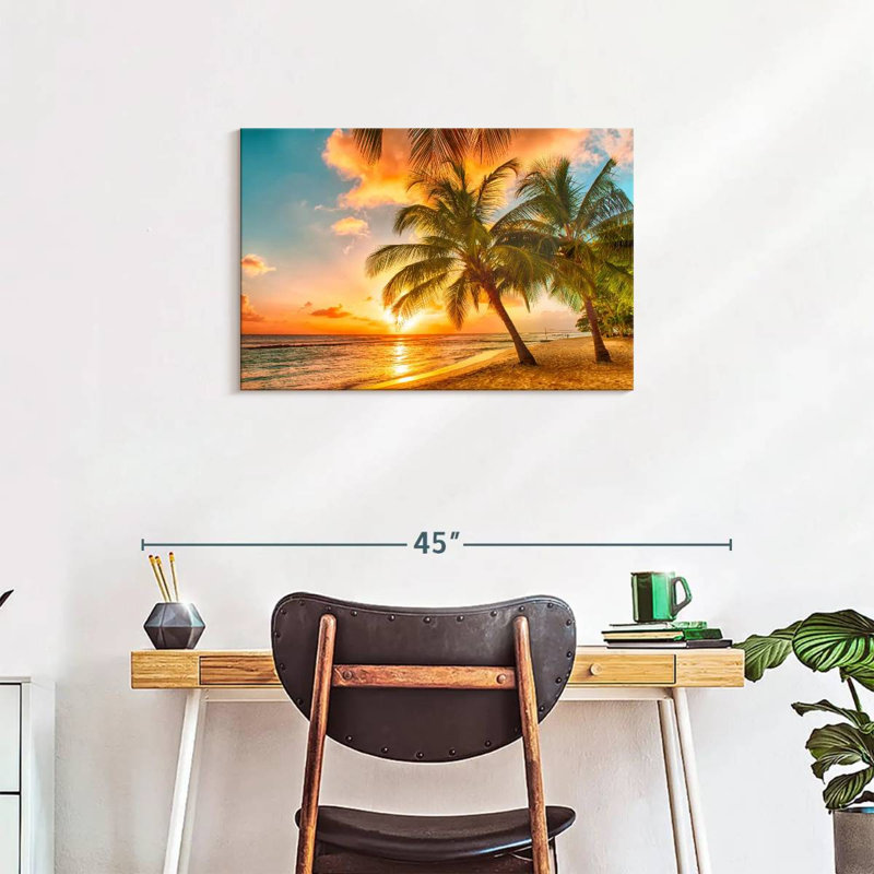 Coucher de soleil Gillard Golden Barbados Beach, H 20 po x l 30 po