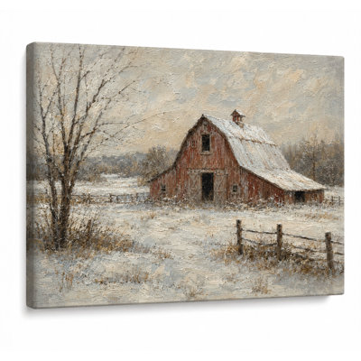 Autumn Harvest Barn Wrapped Canvas Wall Art, Rustic Fall Farmhouse Decor