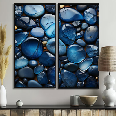 Blue Sapphire Zen Stones - Art traditionnel sur toile rose 2 pièces