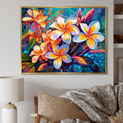 Art tropical sur toile, plumeria tropical