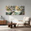 Tableau mural sur toile représentant des branches d'arbre en mosaïque turquoise et orange-35828388