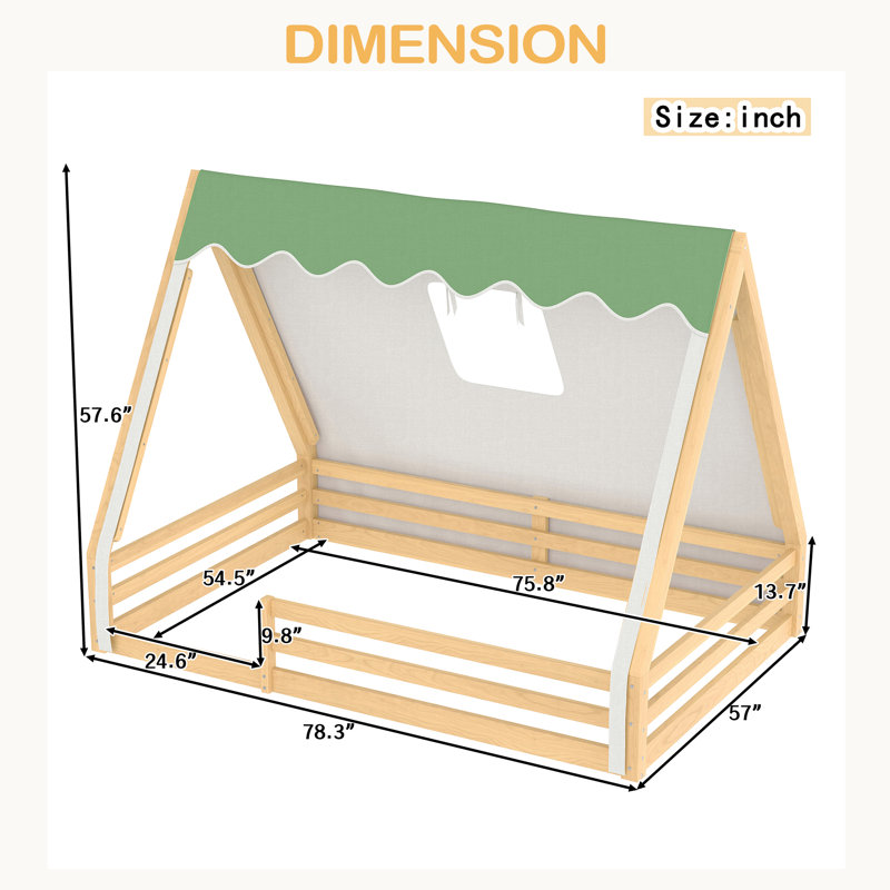 Lit de maison House, Lit double, Vert