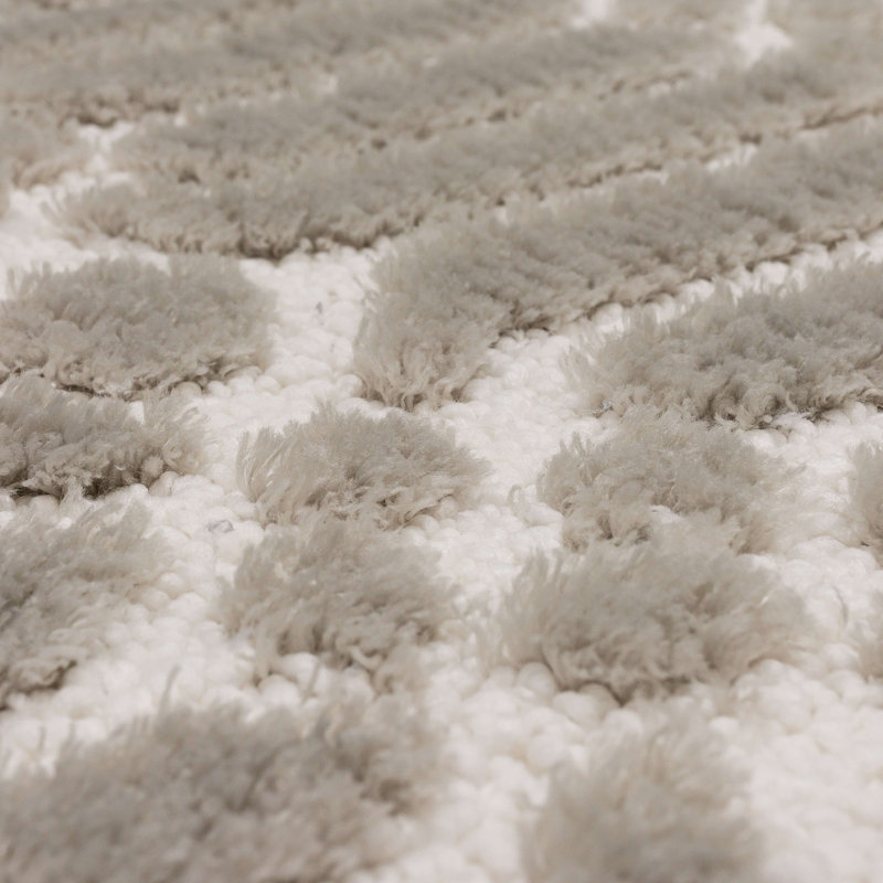 Linkage Casual Geometric Polyester Machine Washable Knitted Bath Mat, 20" W x 34" L, Flint/White