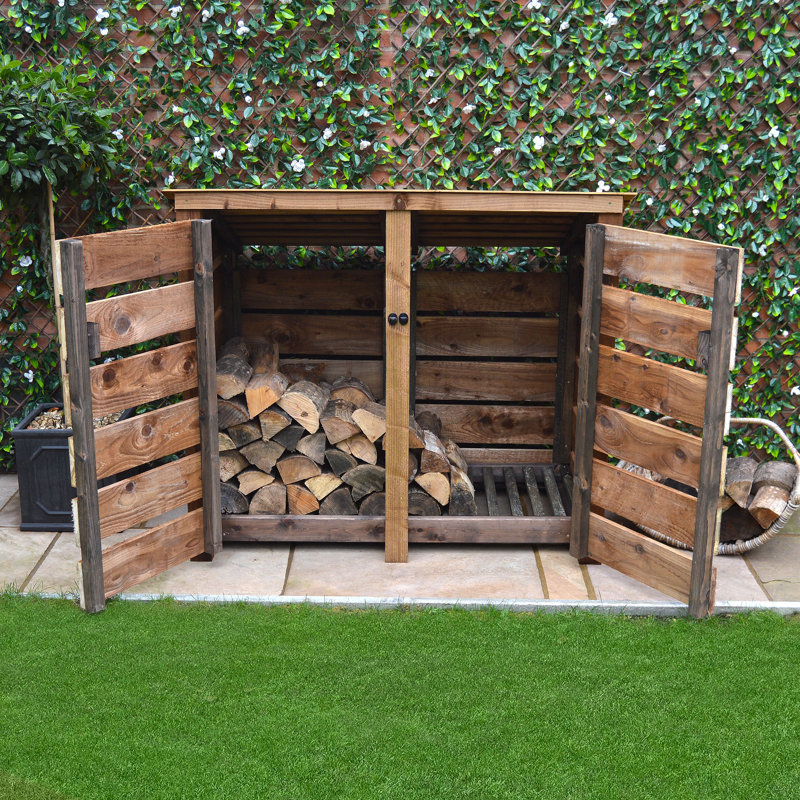 Tangier 150cm W x 74.5cm D Solid Wood Log Store, Rustic Brown