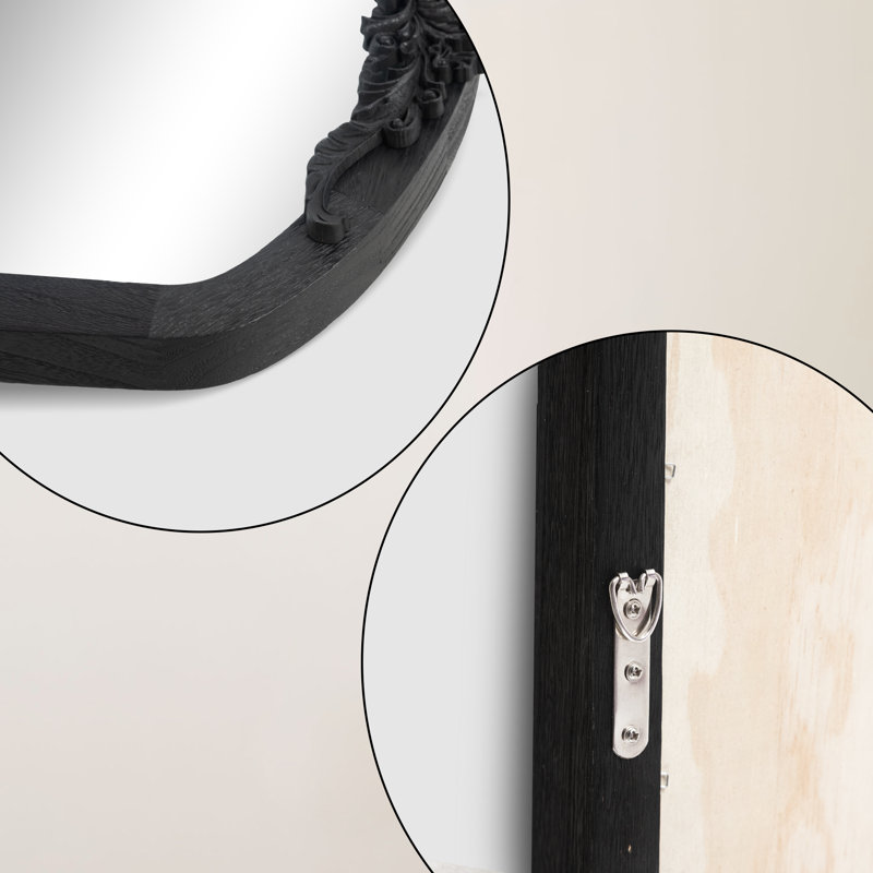 Miroir d'appoint mural Alexiyah, Noir, 67 po x 28 po