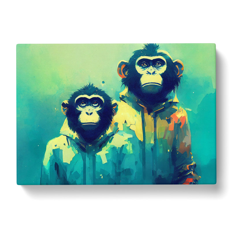 Two Cool Monkeys Abstract - Wrapped Canvas, 35cm H x 50cm W x 3cm D