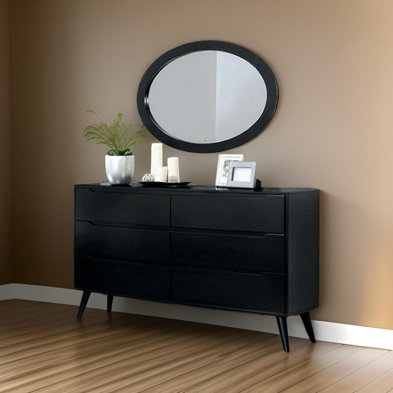 Luleya 58'' W 6 - Drawer Dresser, Black