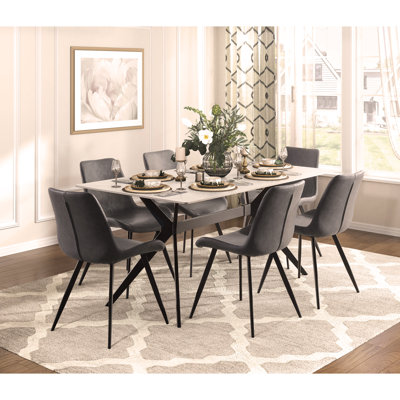 Ensemble de table de salle à manger moderne avec chaises et pieds de table en métal fritté gris