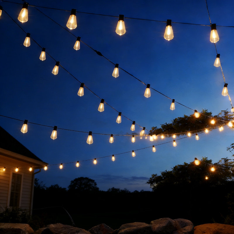 30FT LED String Lights Outdoor, Dimmable Waterproof, 16 Edison Bulbs