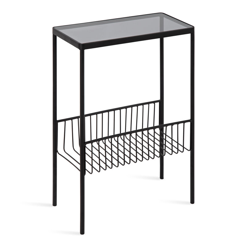 Dorman Glass Tray Top End Table, Black