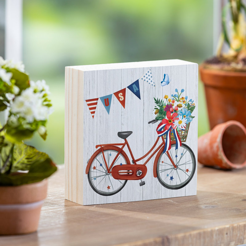 Vélo patriotique en bois américain 6 pi