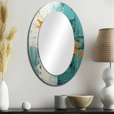 Teal Oasis IV - Miroir mural moderne bleu sarcelle