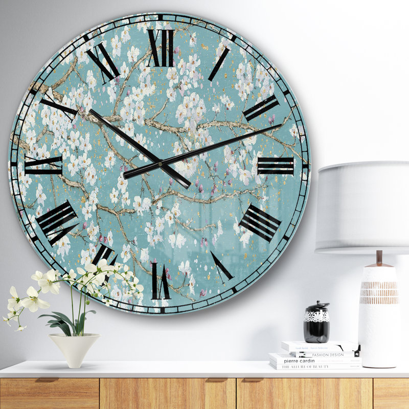 Arbre bleu d'avril - horloge murale traditionnelle, Moyen