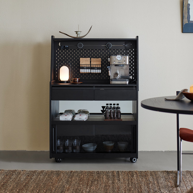 35.5-inch Solid Carbonized Ash Wood Pantry Cabinet