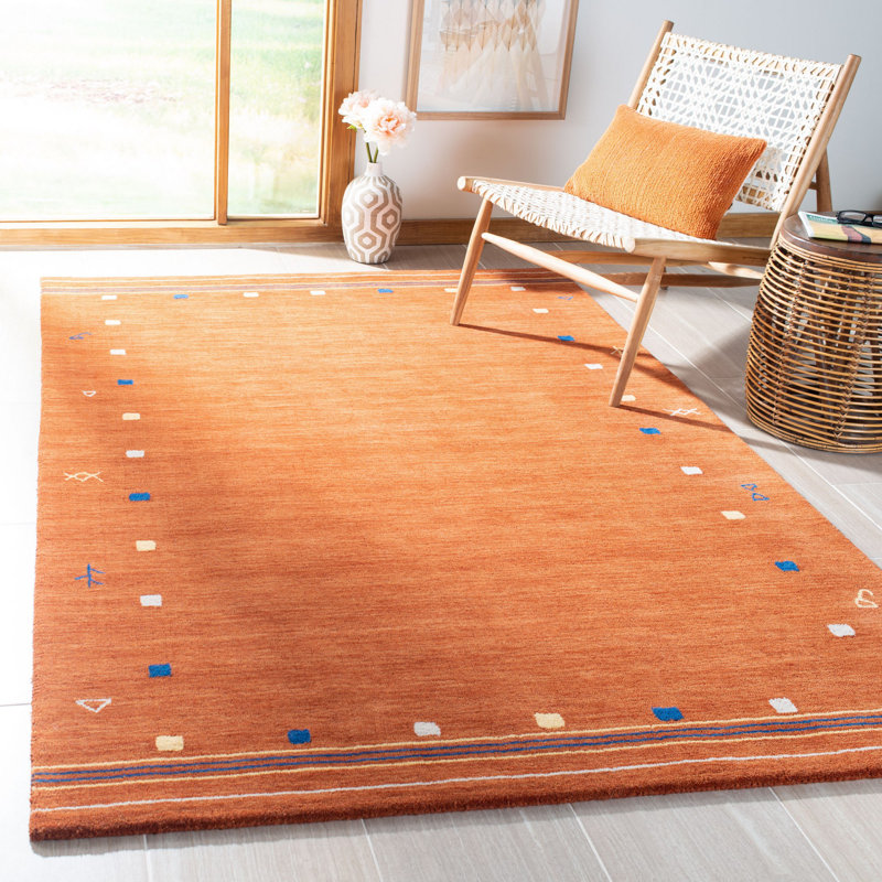 Danette Wool Rust Area Rug, Rectangle 3' x 5'