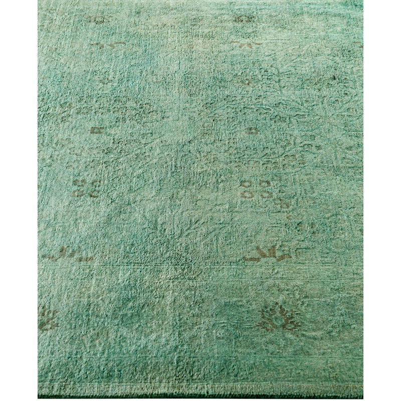 Overdyed Hand-Knotted Wool Modern-Contemporary Green Area Rug 5' 1" x 7' 7"