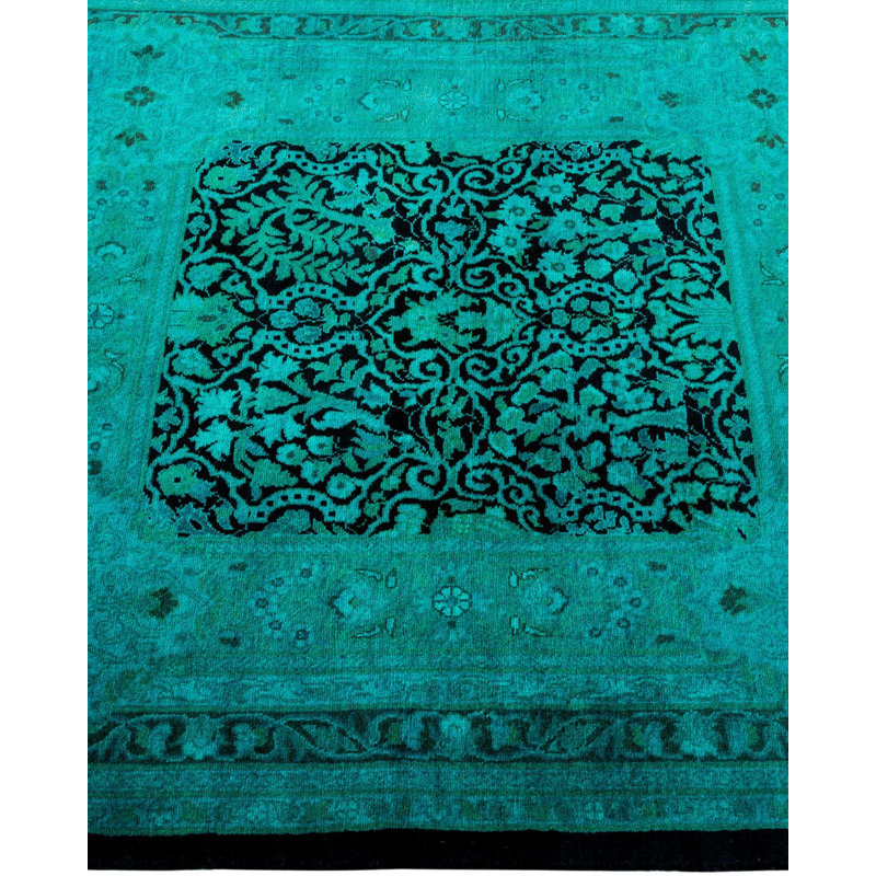 Tapis bleu noué à la main de conception unique Holsworth - bleu