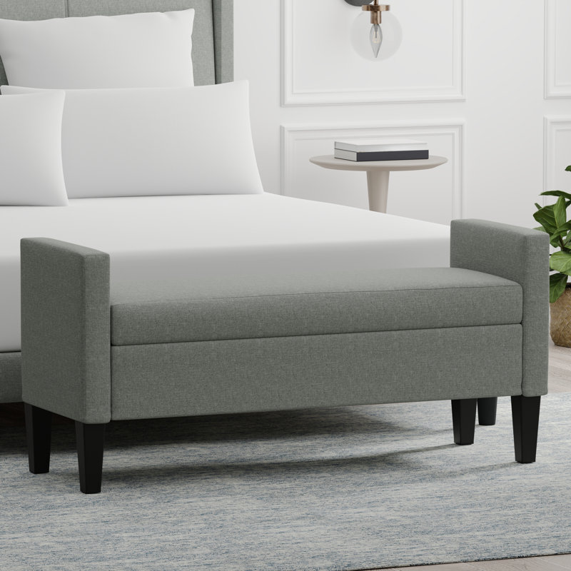 Banc de rangement à couvercle rabattable rembourré, Pierre, H 24 po x l 51,77 po x P 17,8 po