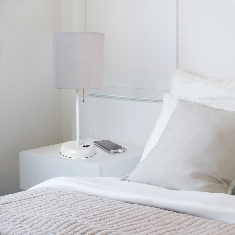Delp Metal USB Table Lamp, Gray, White, Yes