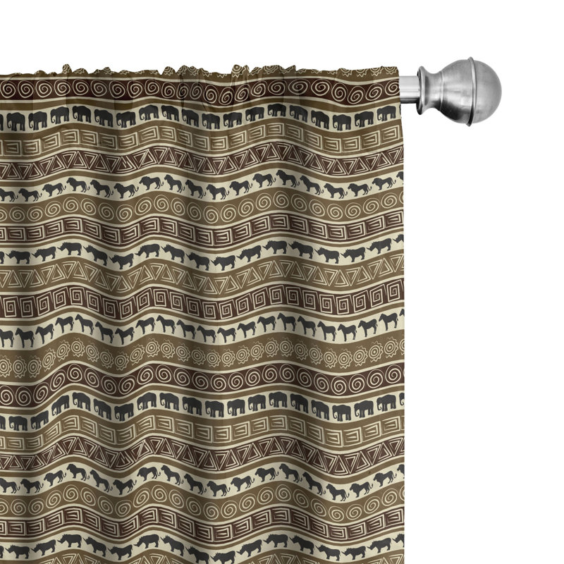 Safari Geometric Semi-Sheer Rod Pocket Curtain Panels, 28" x 84"