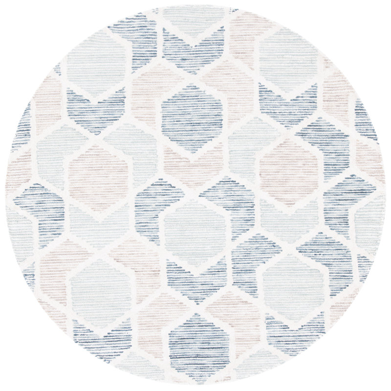 Milhouse Precious Hand Tufted Wool/Cotton Geometric Rug in Turquoise, Round 6'