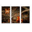 Fleur symétrique orange foncé - ensemble de 3 reproductions d'art encadrées abstraites sur toile-1010519766-1010519765