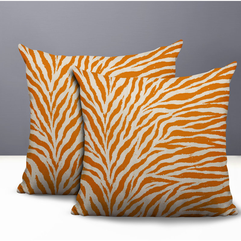 Oreiller réversible Jay Zebra, 18x18, Orange