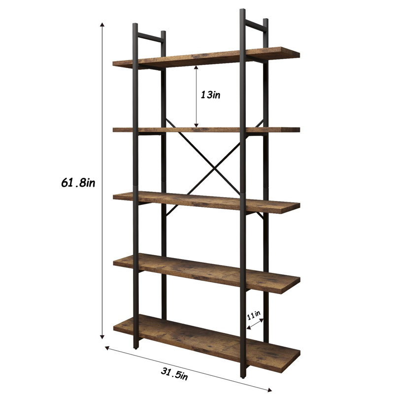 Zaleena Bookcase, Rustic Brown