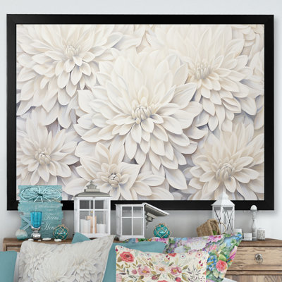 «White Dahlia Charm Collage», art mural Dahlia