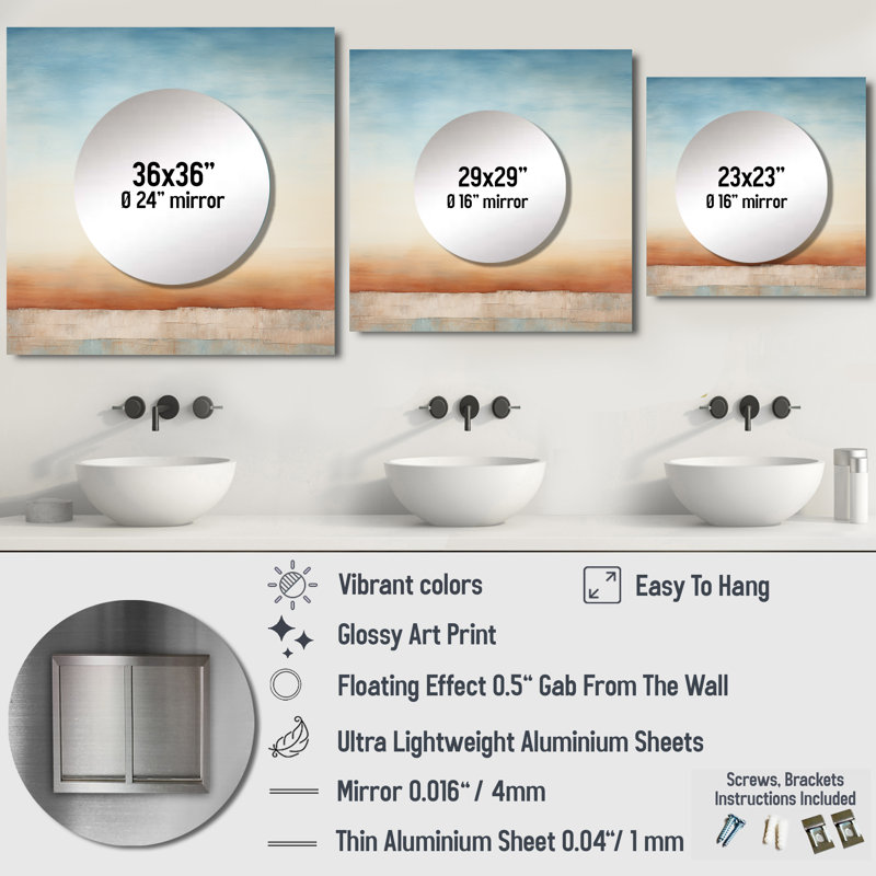 Lenas - miroir mural minimaliste pour salle de bain, 29 po x 29 po