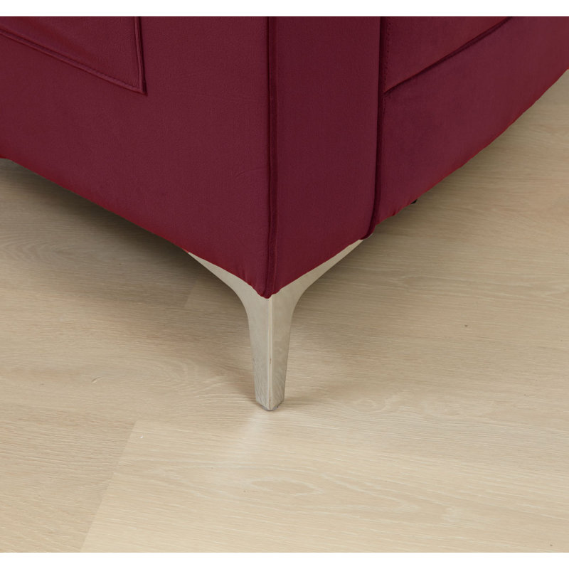  Canapé modulaire 142 po, Velours rouge vin